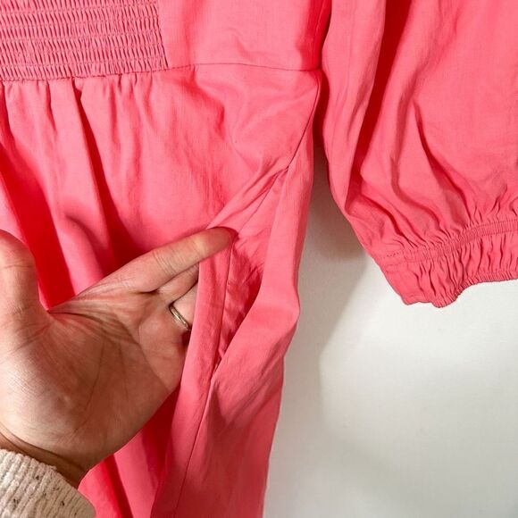 A.L.C Women’s Mila Off The Shoulder Smocked Back Linen Blend Mini Dress in Lyche - Picture 8 of 11